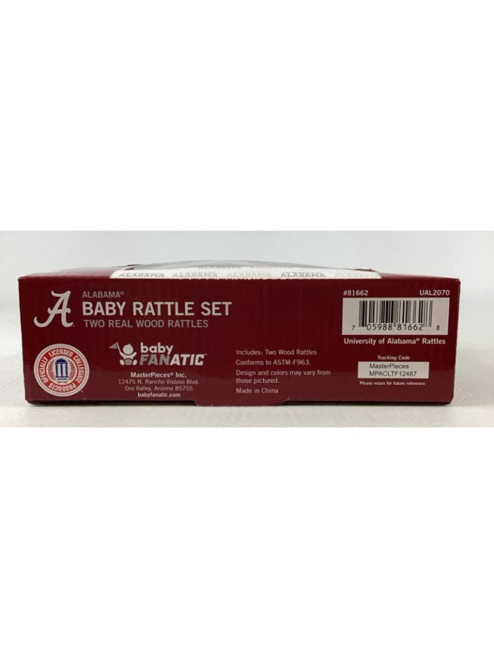 BabyFanatic Alabama Crimson Tide Official NCAA Wooden Baby Rattle Set Football - Picture 5 of 6
